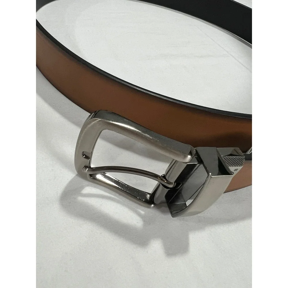 Dickies Reversible Belt Mens 44 Tan Black Leather Swivel Buckle Work Casual D34